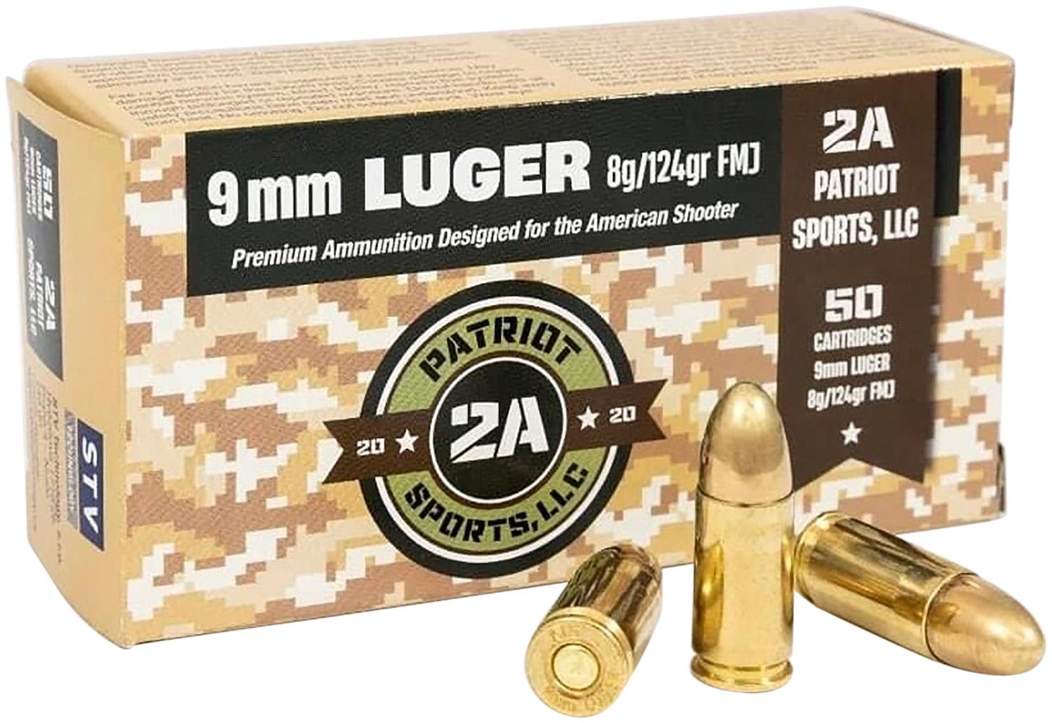 Patriot Sports P9MM124F Full Metal Jacket FMJ 124 Grain 9mm Luger