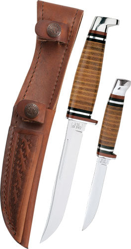 Case Knives Leather Hunter Two Knife Set with Leather Sheath