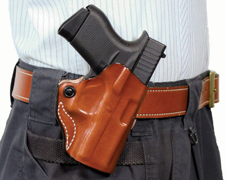 DeSantis Mini Scabbard RH OWB Leather Holster for M&P Shield EZ 380 Tan