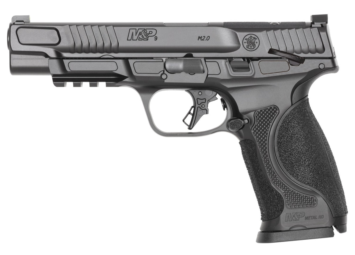 Smith & Wesson 14673 M&P M2.0 Metal 9mm Luger 10+1 5" Black Armornite Stainless Steel Barrel & Optic Ready/Serrated Slide, Black Armornite Stainless Steel Frame w/Picatinny Rail, Interchangeable Palms