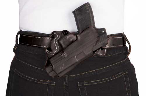 DeSantis Small of Back RH OWB Black Leather Holster for SIG P220/P226