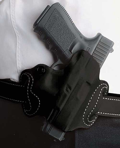 DeSantis Mini Slide OWB Holster LH Leather Springfield Hellcat Black