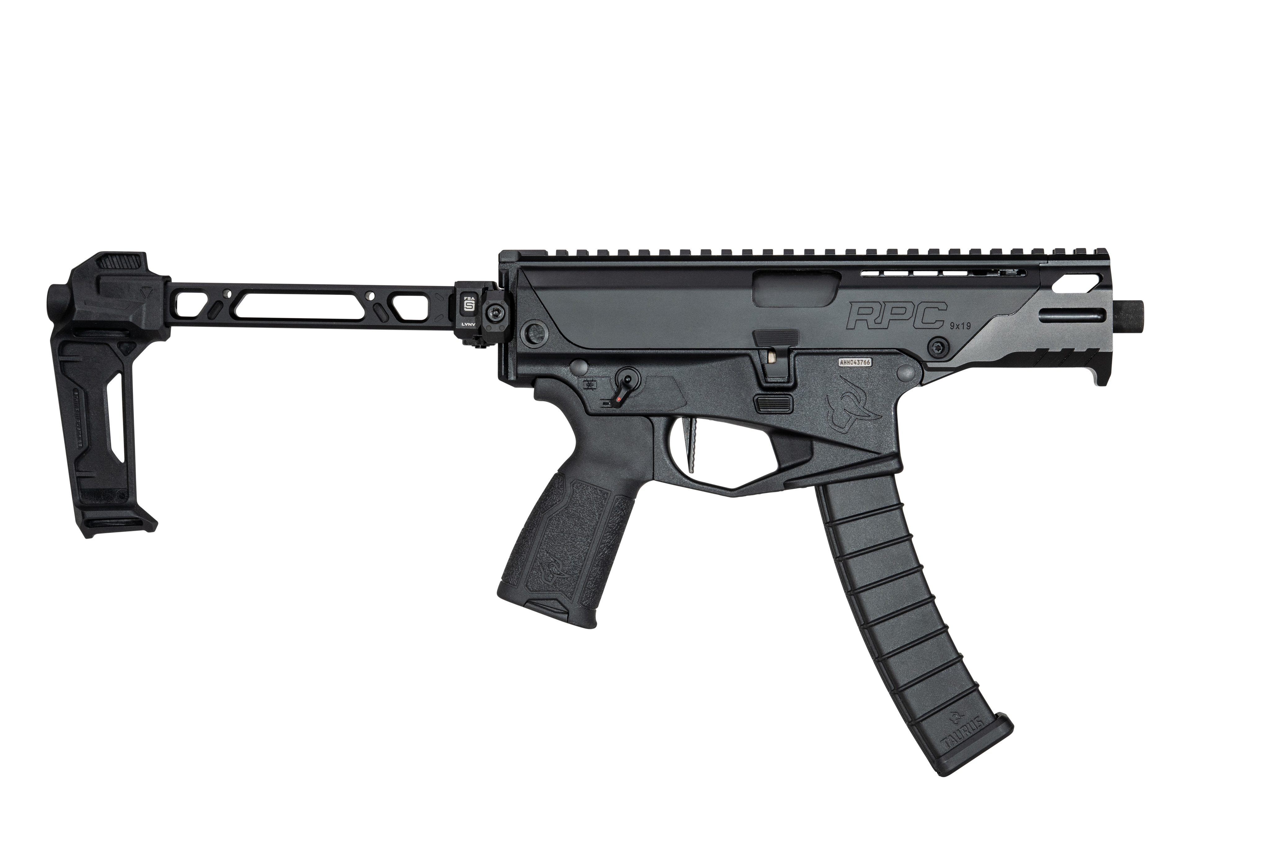 Taurus 1-RPC941-SIB RPC 9mm Luger 32+1 4.50" Matte Black Threaded Barrel, Steel Receiver w/Picatinny Rail, M-LOK Handguard, Black S.I. Brace, Black Rubber Grip, Ambidextrous