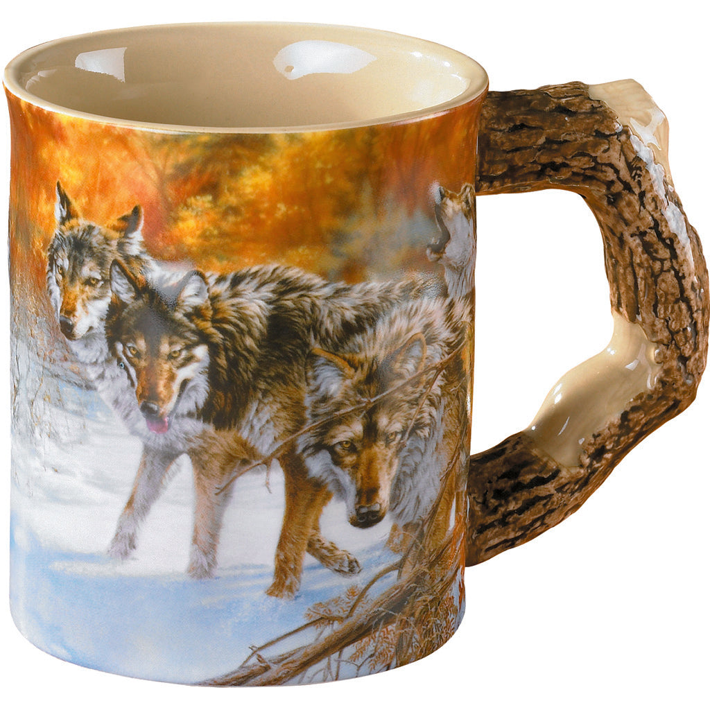 Wild Wings Sculpted Coffee Mug Body Language Wolves 16 oz
