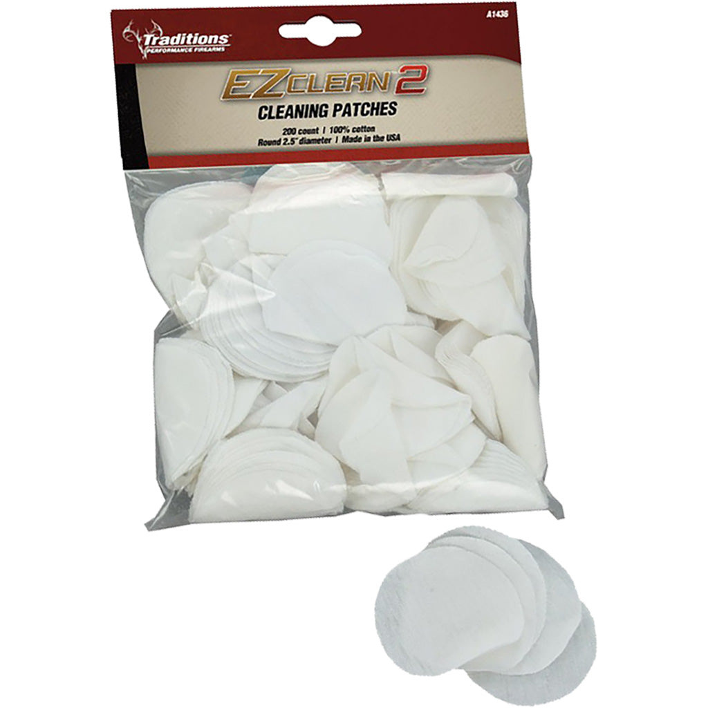 Traditions EZ Clean Cotton Cleaning Patches 200 Pack .45-.54 Cal