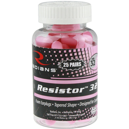 Radians Resistor 32 Uncorded Foam Ear Plugs Pink 25-Pair Jar