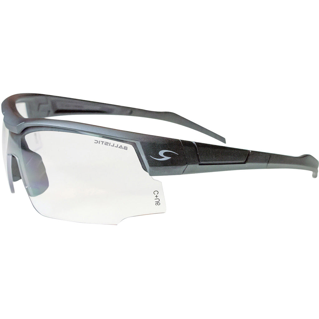 Radians SkyBow Ballistic Rated Shooting Glasses Blue Gray Frame Clear Lens Single Lens