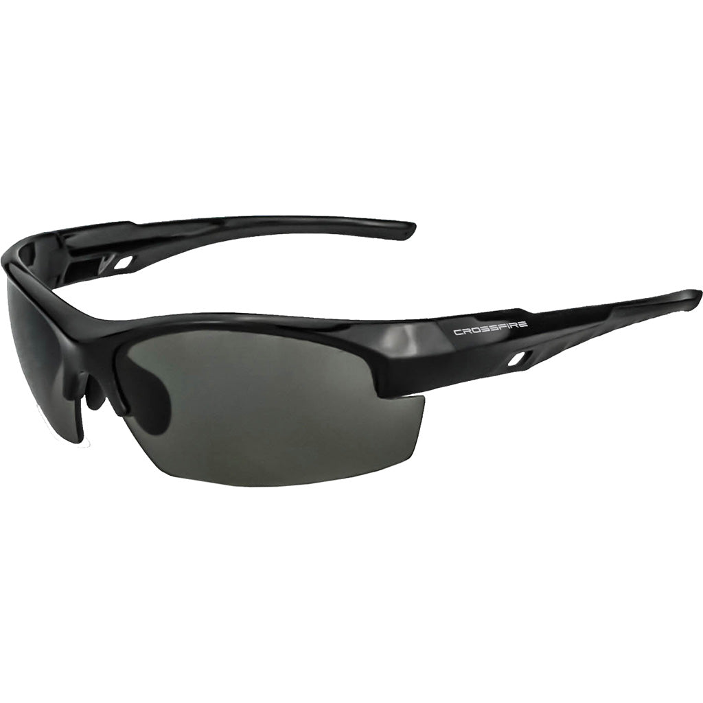 Crossfire Fire Streak Premium Shooting Glasses Black Frame Smoke Lens