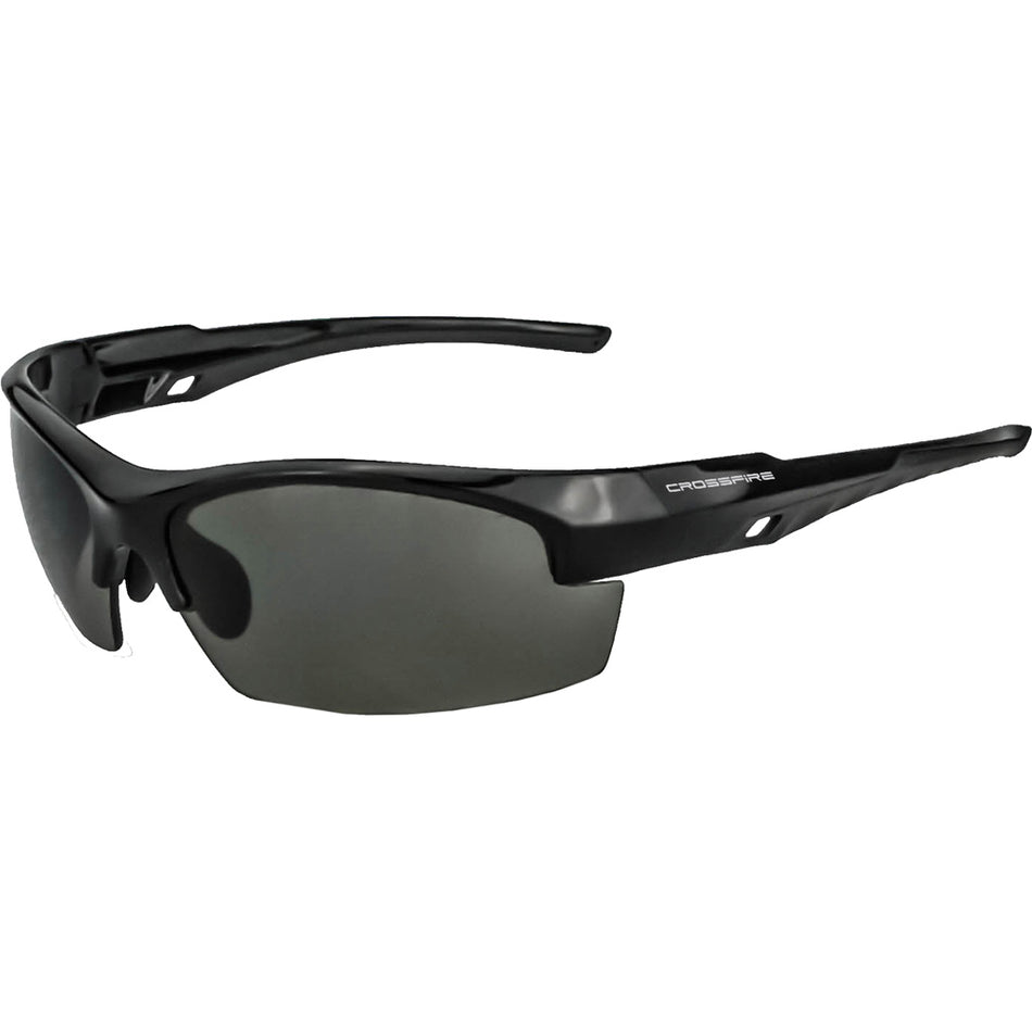 Crossfire Fire Streak Premium Shooting Glasses Black Frame Smoke Lens