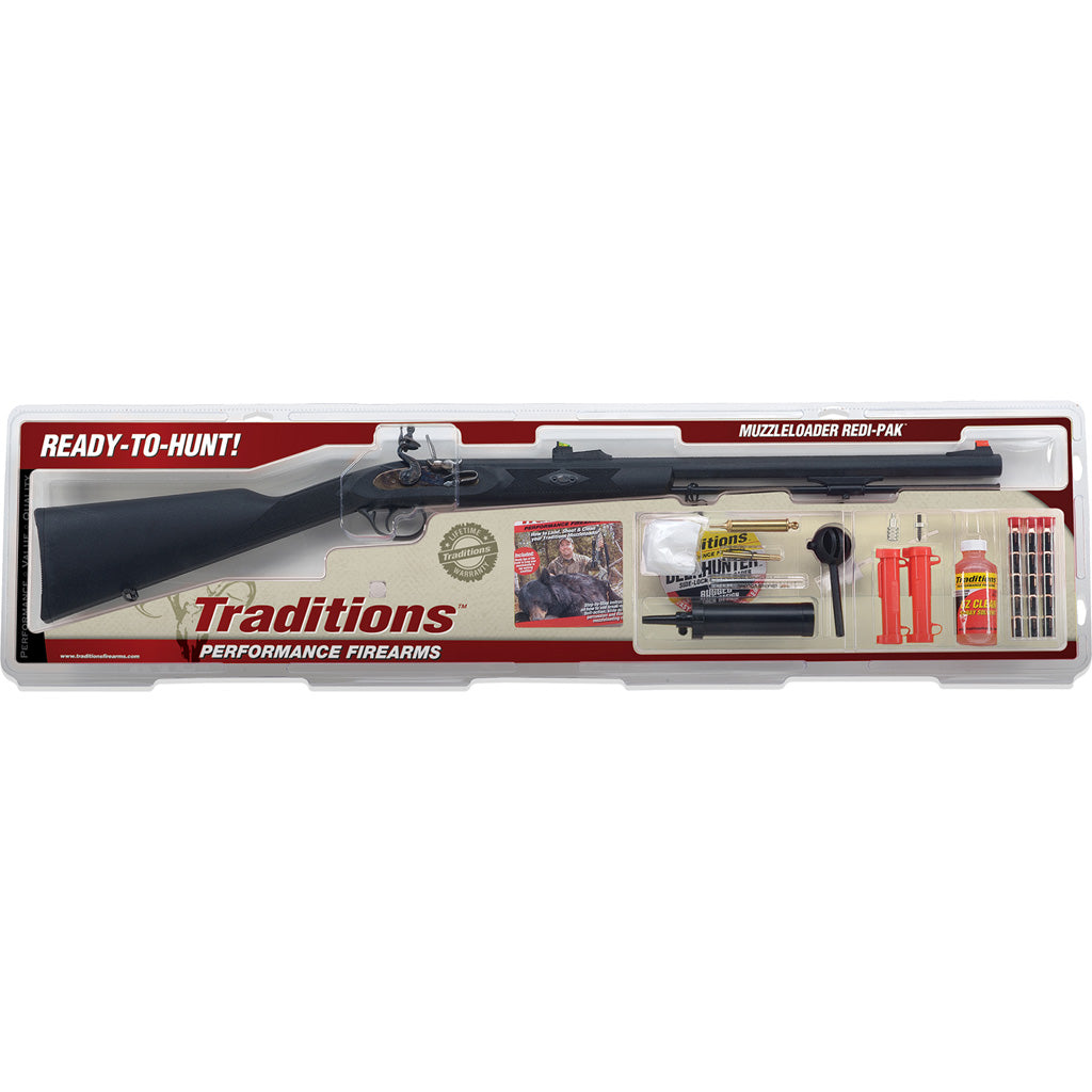 Traditions Deerhunter Flintlock Rifle .50 Cal 24" Blued Barrel Black Synthetic Stock with Redi-Pak