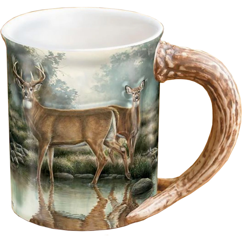Wild Wings Sculpted Stoneware Mug Tranquil Waters Whitetail Deer 16 oz.