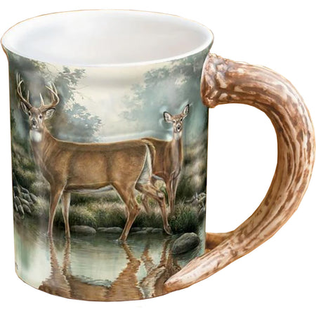 Wild Wings Sculpted Stoneware Mug Tranquil Waters Whitetail Deer 16 oz.