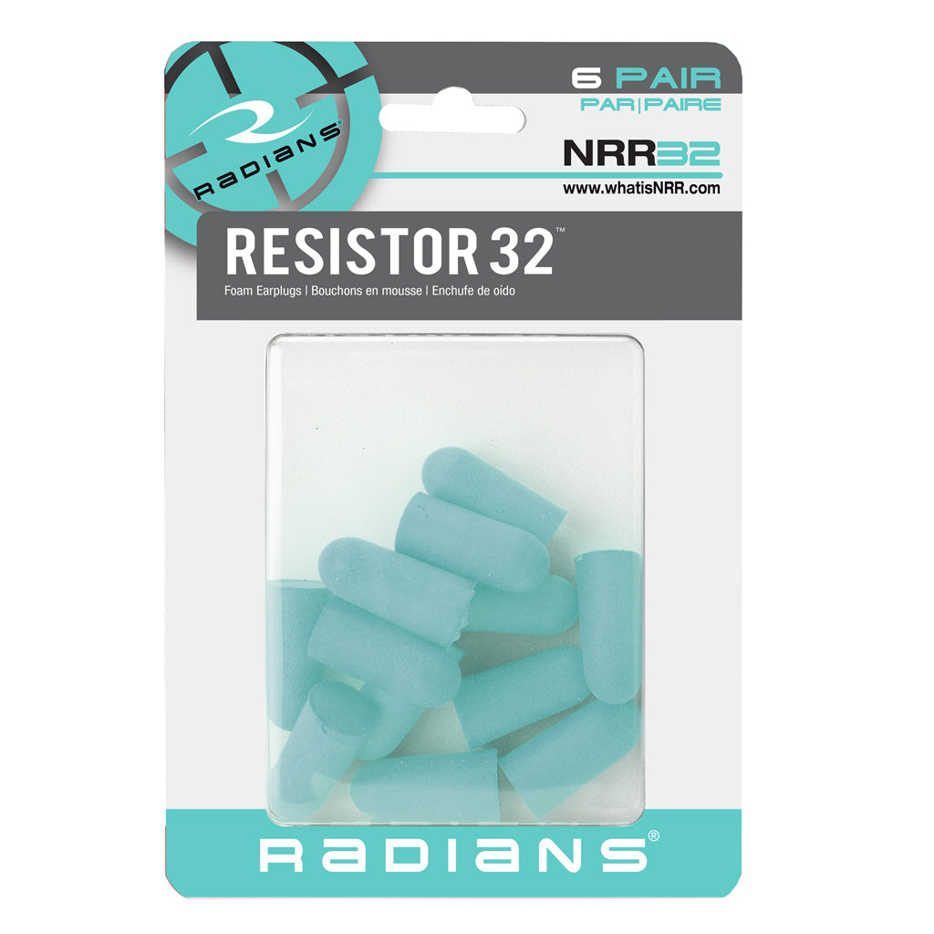 Radians Resistor32 Aqua Foam Earplugs 6 Pair