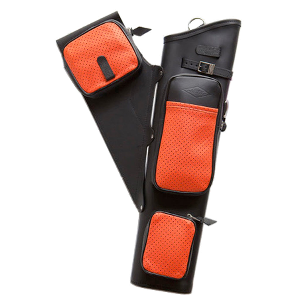 Neet NT-2300 Leather Target Quiver RH Black with Orange Pockets