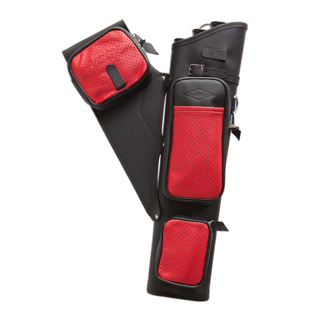 Neet NT-2300 Leather Target Quiver RH Black with Red Pockets