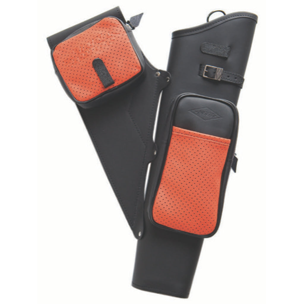 Neet NT-2100 Leather Target Quiver RH Black with Orange Pockets