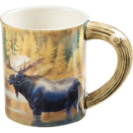 Wild Wings Sculpted Stoneware Mug The Loner Moose 16 oz