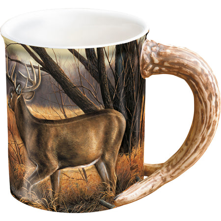 Wild Wings Sculpted Stoneware Mug Abandoned Farmstead Whitetail Deer 16 oz
