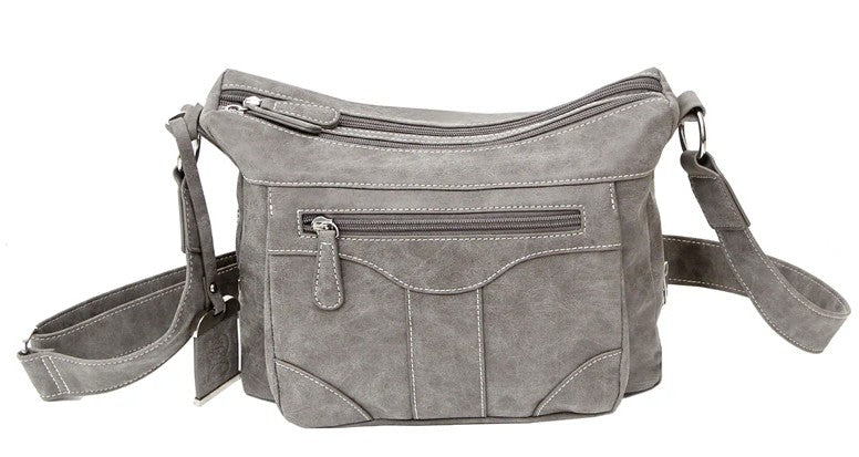 Bulldog Concealed Carry Cross Body Purse with Holster, Grey Suede
