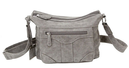 Bulldog Concealed Carry Cross Body Purse with Holster, Grey Suede
