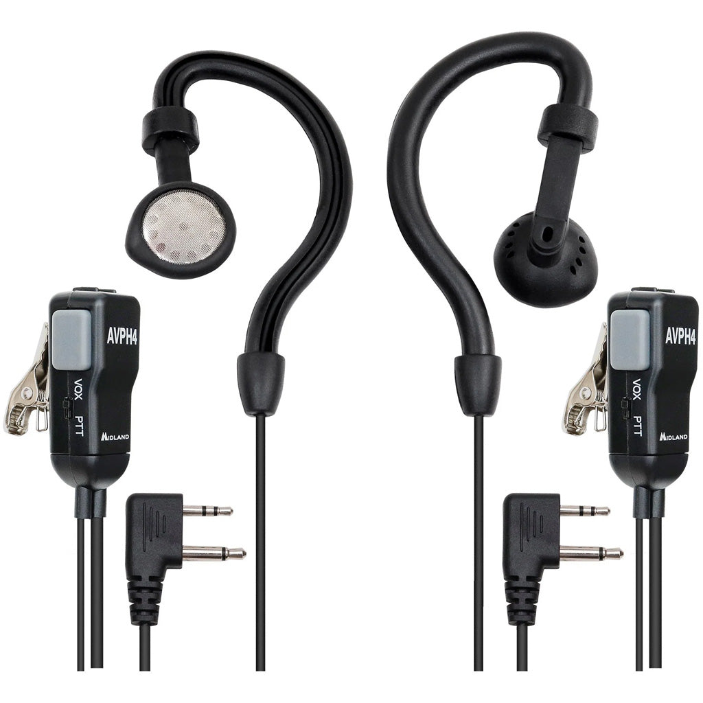 Midland AVPH4 Wrap Around the Ear Headset Push-to-Talk for GMRS/FRS Radios