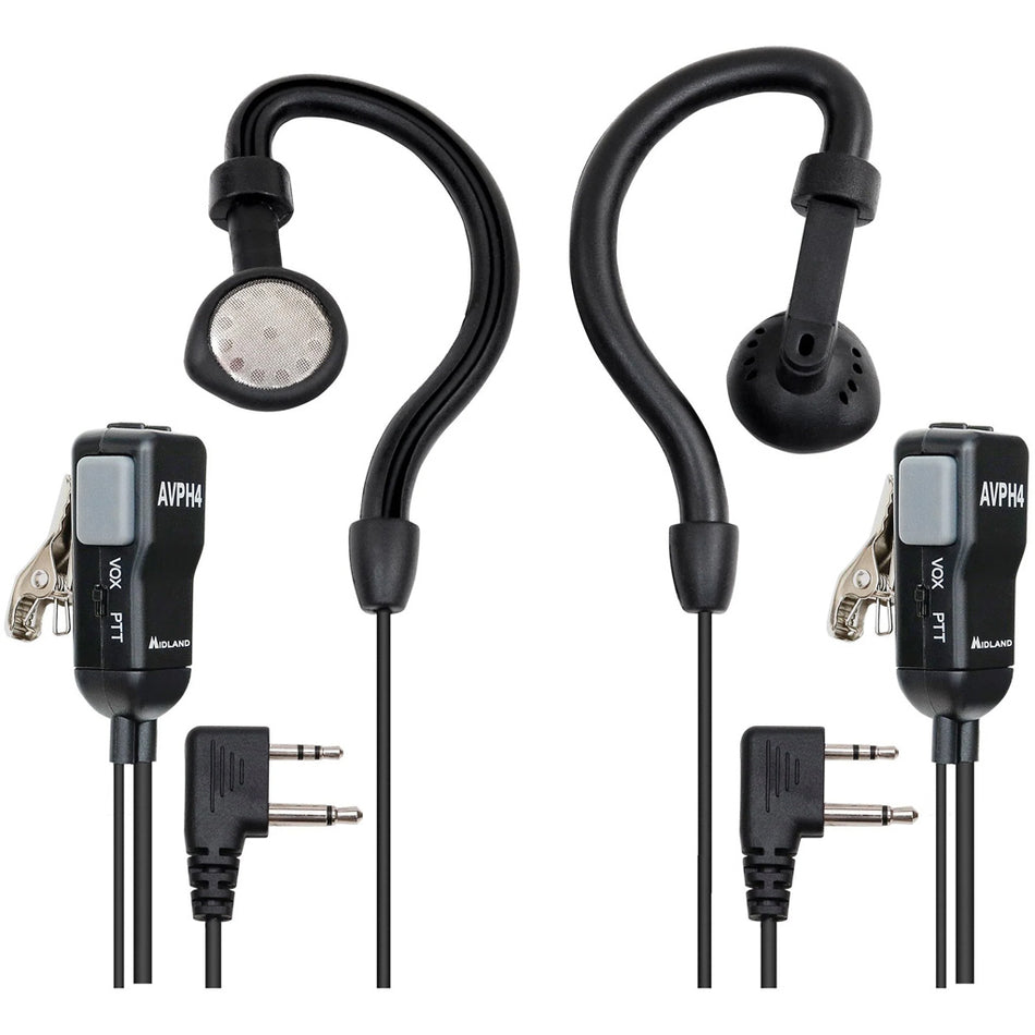 Midland AVPH4 Wrap Around the Ear Headset Push-to-Talk for GMRS/FRS Radios