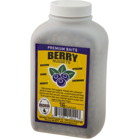 Bridger Berry Nuggets Raccoon Bait 16 oz High-Protein Fish Nuggets with Sweet Fruity Oils