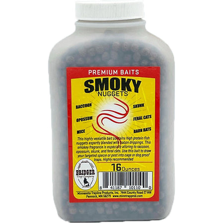 Bridger Smokey Nuggets Raccoon Bait 16 oz High-Protein Fish Nuggets with Smoky Aroma