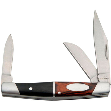 SZCO 3 Blade Pen Folder Pocket Knife 3.5" Closed Burlwood Handle