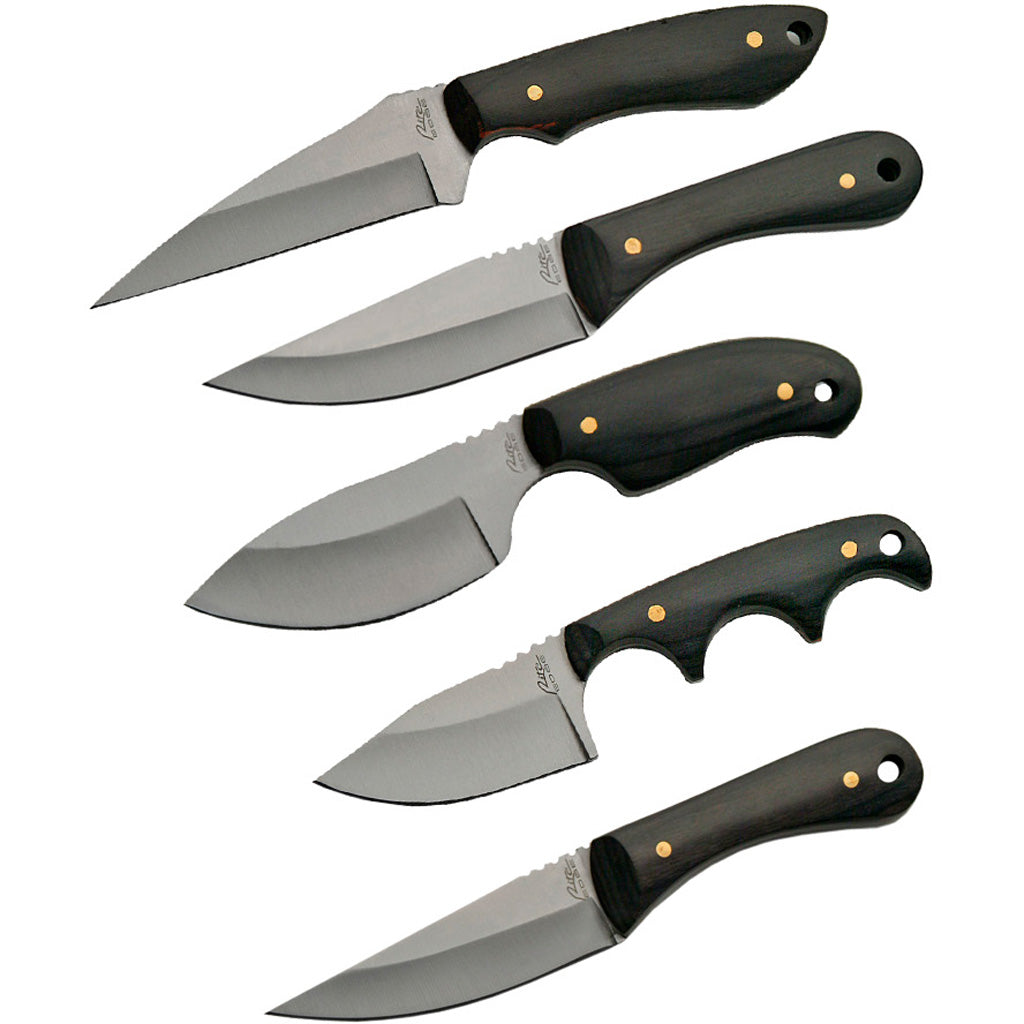SZCO 5-Piece Skinner Knife Set Pakkawood Handle Stainless Steel with Sheath