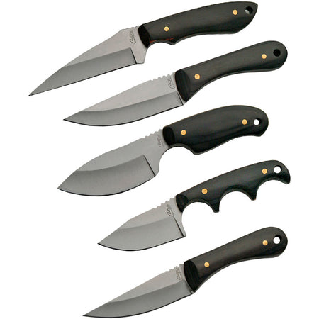 SZCO 5-Piece Skinner Knife Set Pakkawood Handle Stainless Steel with Sheath