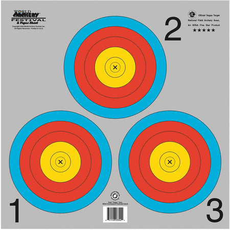 Maple Leaf NFAA Indoor Vegas 3-Spot Archery Targets 25 Pack