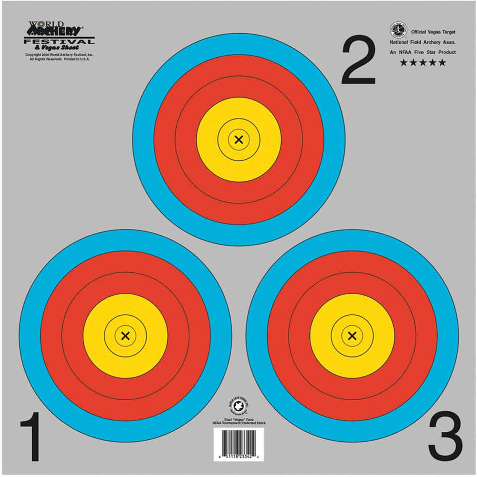 Maple Leaf NFAA Indoor Vegas 3-Spot Archery Targets 25 Pack