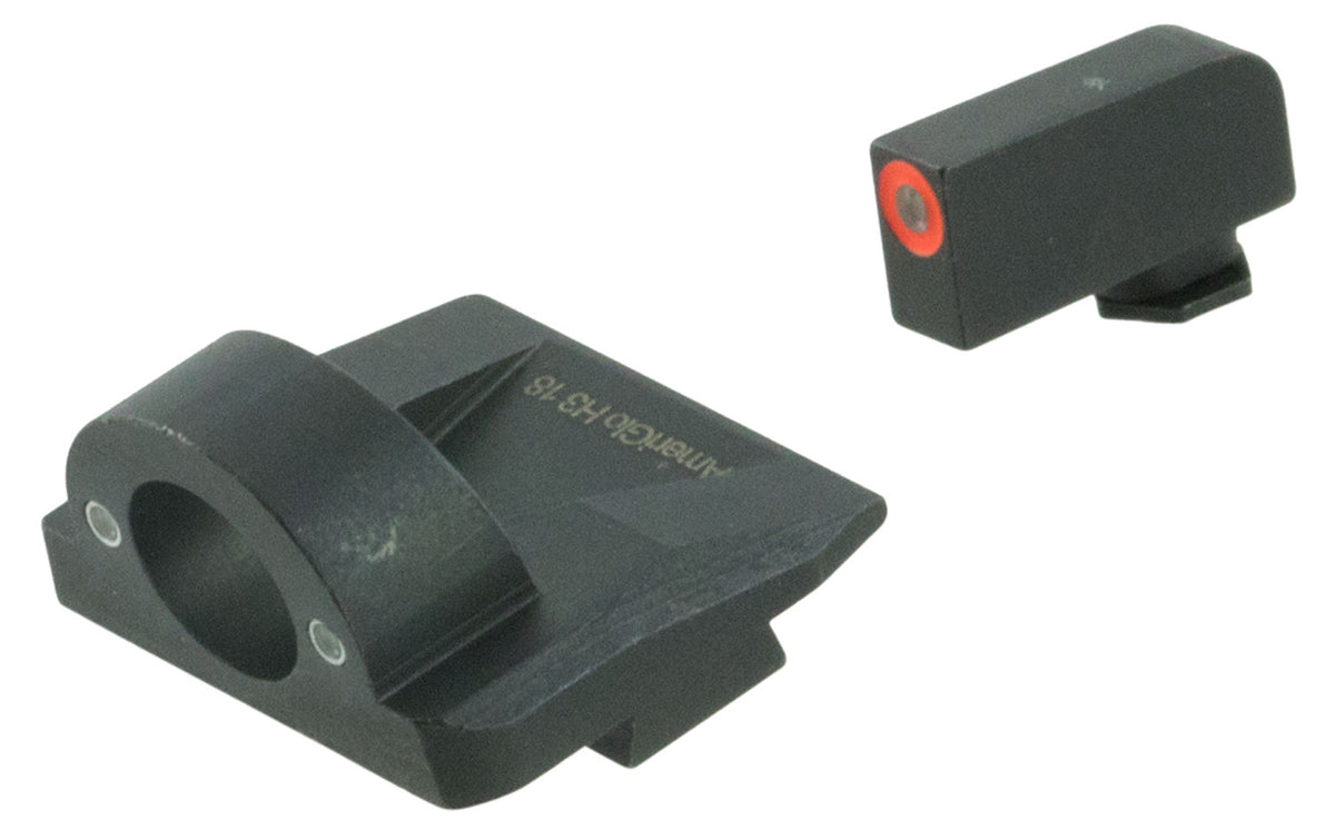 AmeriGlo GL5225 Ghost Ring Tritium Sight Set Glock Gen 5 9mm/.40 Green Orange Outline Front Green Rear