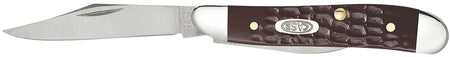 Case 00046 Peanut Folding Knife 2.10" Clip Point and Pen Tru-Sharp SS Blades, Brown Jigged Synthetic Handle
