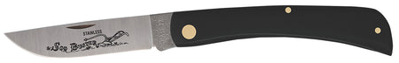 Case 00092 Sod Buster 3.70" Folding Knife Skinner Etched Tru-Sharp SS Blade, Smooth Black Synthetic Handle