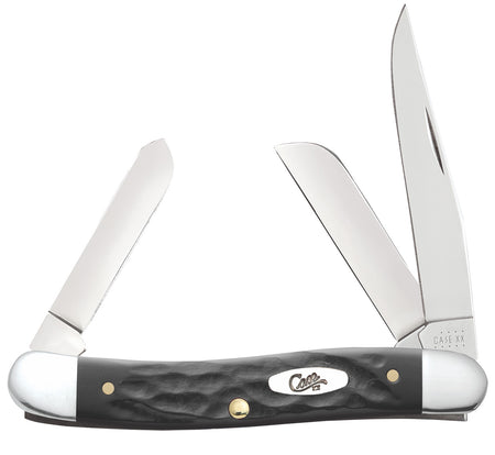 Case 18222 Medium Stockman Folding Pocket Knife 2.57"/1.88"/1.71" Clip/Sheepsfoot/Spey Tru-Sharp SS Blades, Rough Black Jigged Synthetic Handle