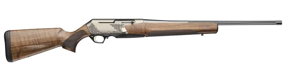 Browning 039009218 BAR MK4 Medallion 308 Win 4+1 22" Polished Blued Fluted Barrel, Satin Nickel Engraved Aluminum Alloy Drilled & Tapped Receiver, Grade III Turkish Walnut Adj Shim Stock