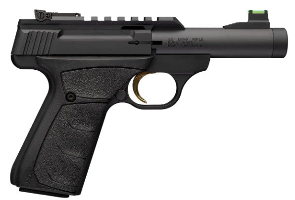 Browning 051610490 Buck Mark Micro SR 22 LR 10+1 4" Matte Black Threaded Bull Barrel, Serrated w/Picatinny Rail Slide, Matte Black Aluminum Frame, Black Overmolded UFX Grip