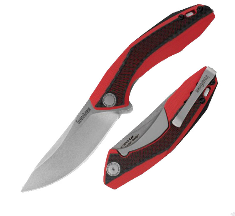 Kershaw Tumbler Folding Knife Stainless Blade Red Handle