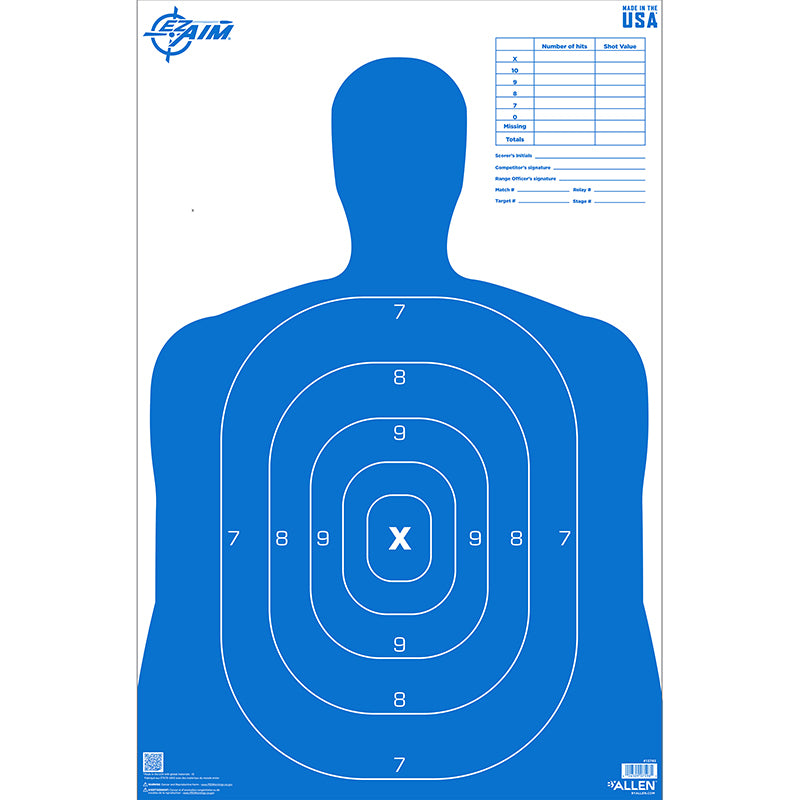 Allen EZ Aim B27 Silhouette Paper Shooting Target 23x35 - 50 Pack