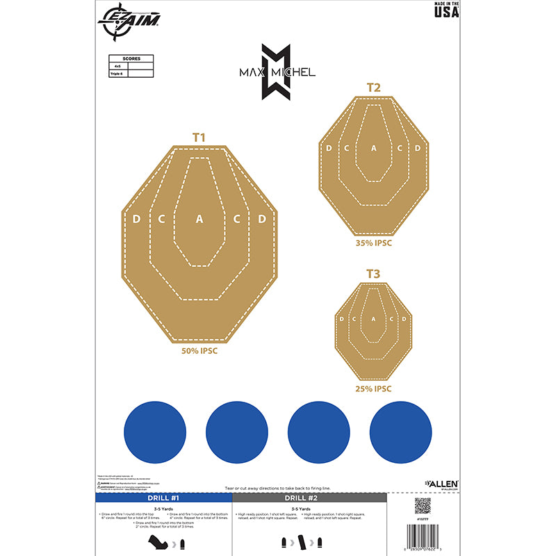 Allen EZ Aim Max Michel B-2 Course of Fire Training Target 23x35 - 50 Pack