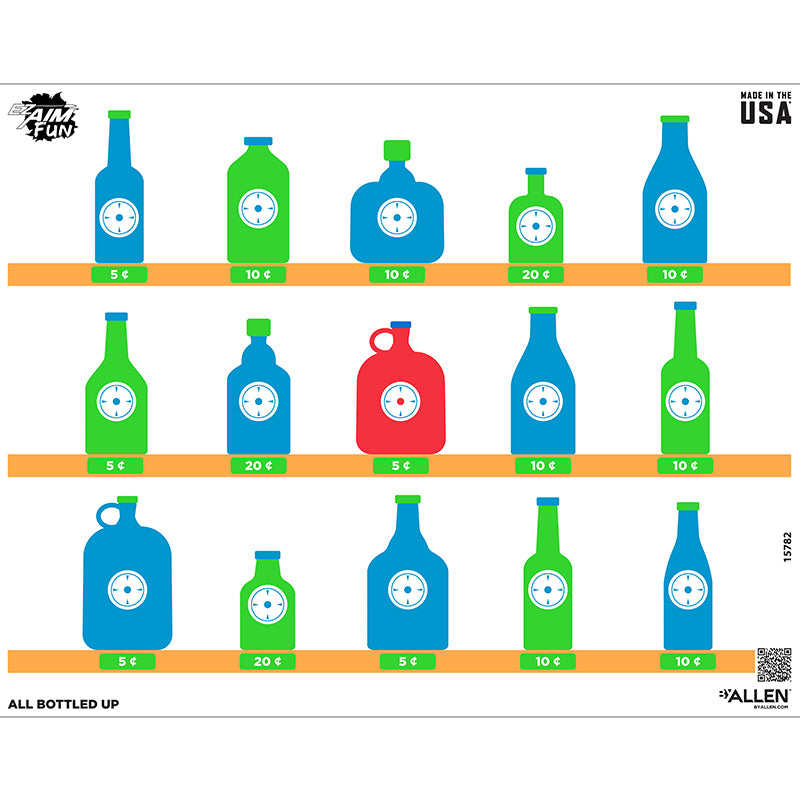 Allen EZ Aim Fun All Bottled Up Paper Shooting Target 24x19 - 4 Pack