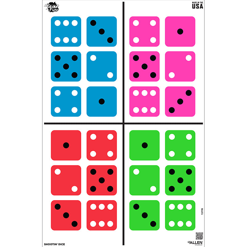 Allen EZ Aim Fun Shootin' Dice Paper Shooting Target 23x35 - 3 Pack