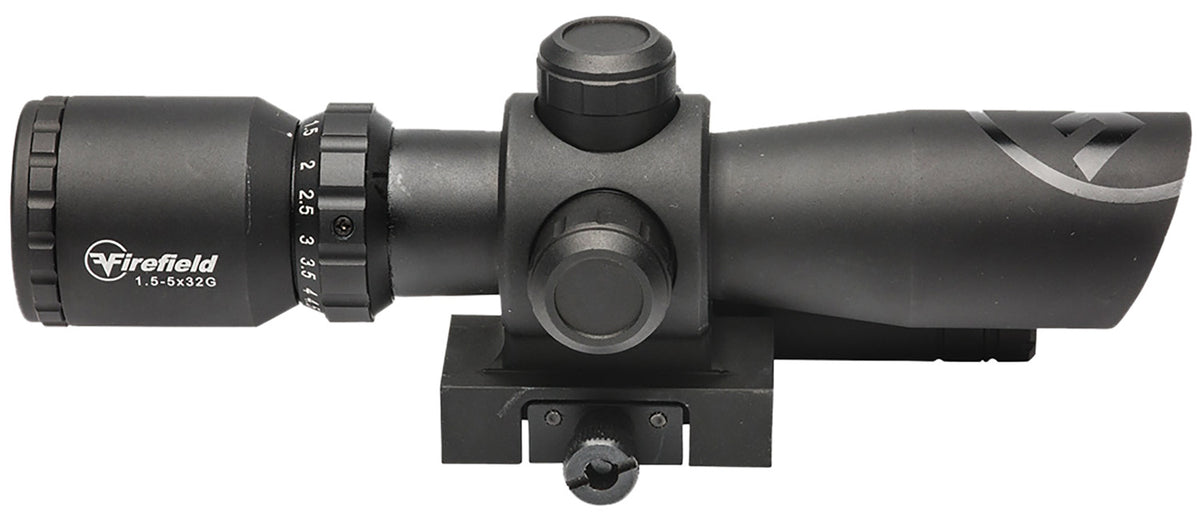 Firefield FF13063 Barrage Matte Black 1.5-5x32mm Illuminated Red/Green Mil-Dot Reticle with Green Laser