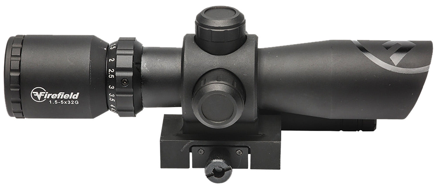 Firefield FF13063 Barrage Matte Black 1.5-5x32mm Illuminated Red/Green Mil-Dot Reticle with Green Laser