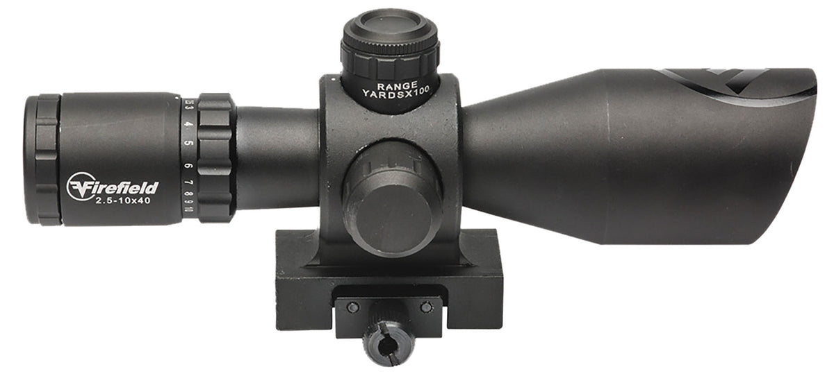 Firefield FF13064 Barrage Matte Black 2.5-10x40mm Illuminated Red/Green Mil-Dot Reticle Rifle Scope