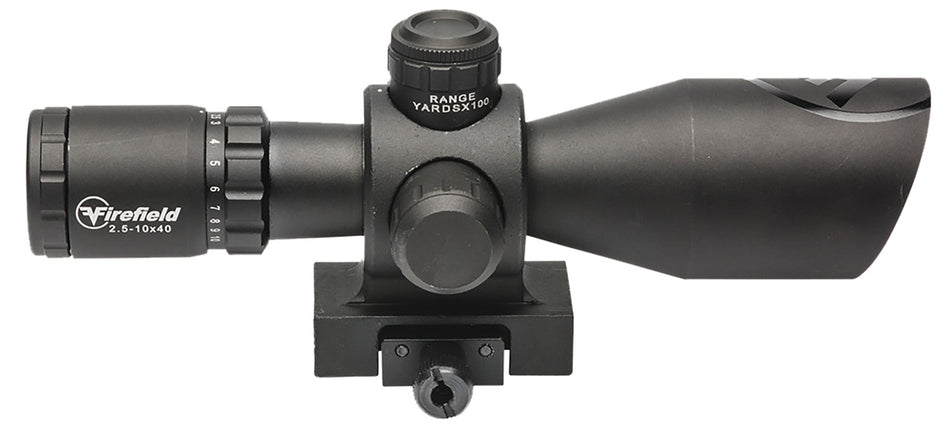 Firefield FF13064 Barrage Matte Black 2.5-10x40mm Illuminated Red/Green Mil-Dot Reticle Rifle Scope