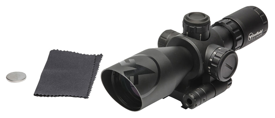 Firefield FF13065 Barrage 2.5-10x40mm Matte Black Illuminated Mil-Dot Reticle Riflescope with Red Laser