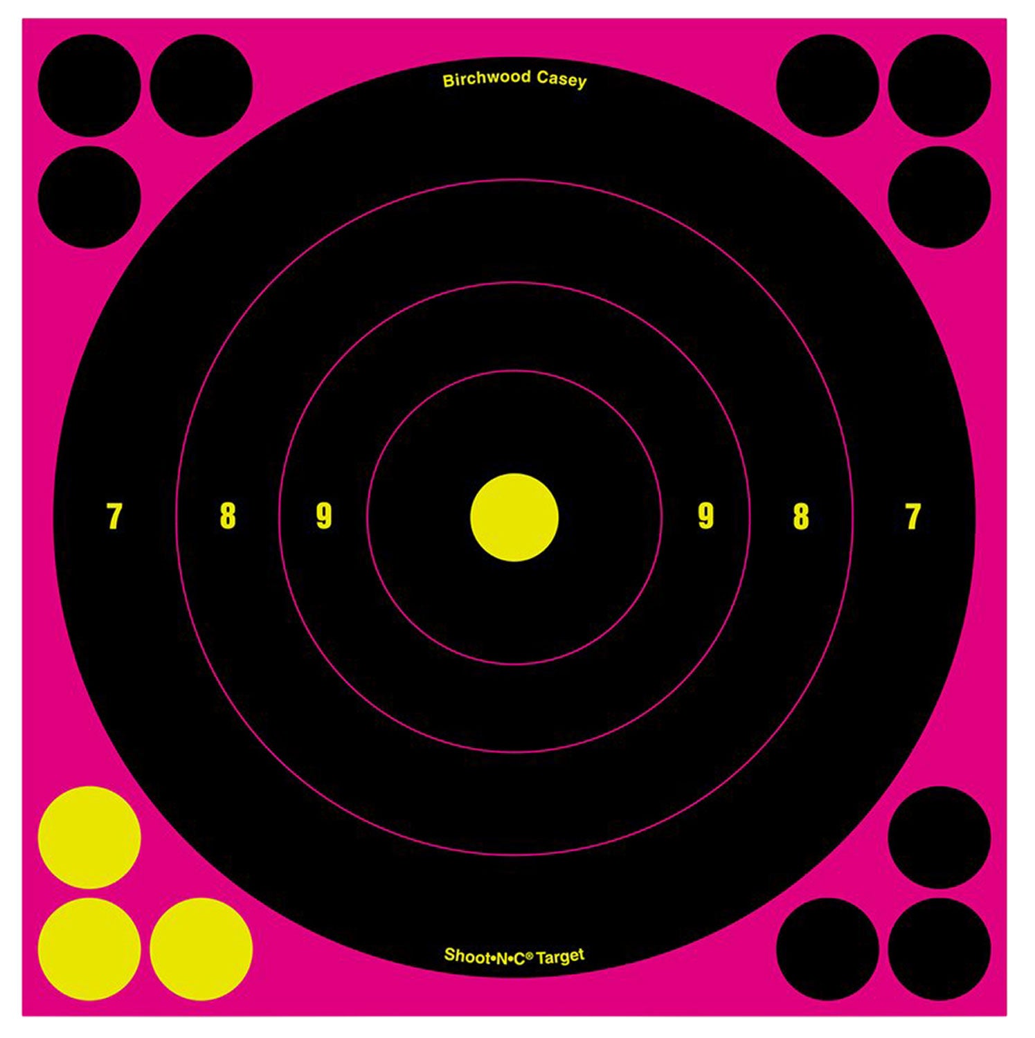 Birchwood Casey 34808 Shoot-N-C Reactive Self-Adhesive Target Black/Pink 8" Bullseye 6 Pack